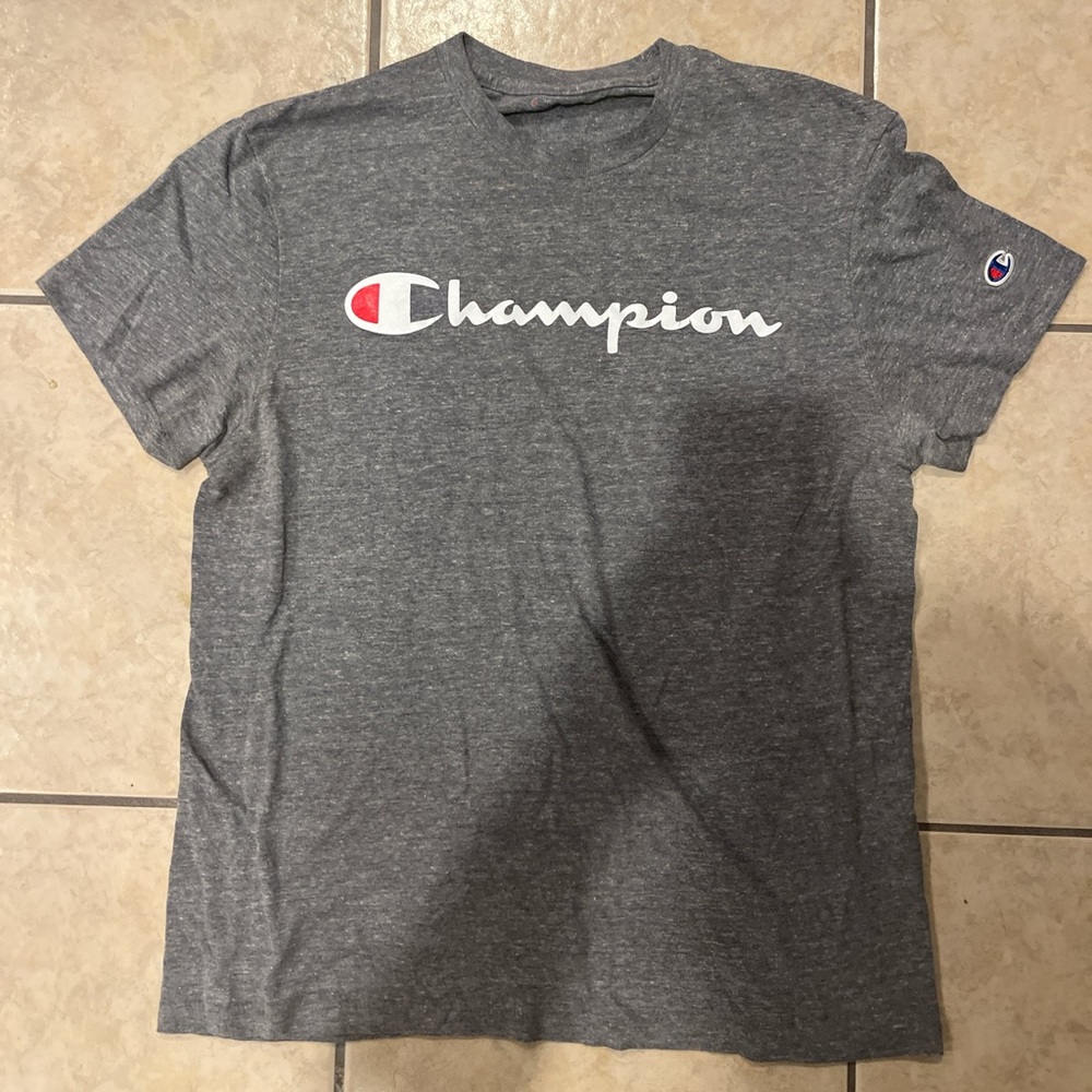 Champion Gray Short Sleeve Tee with Iconic Logo